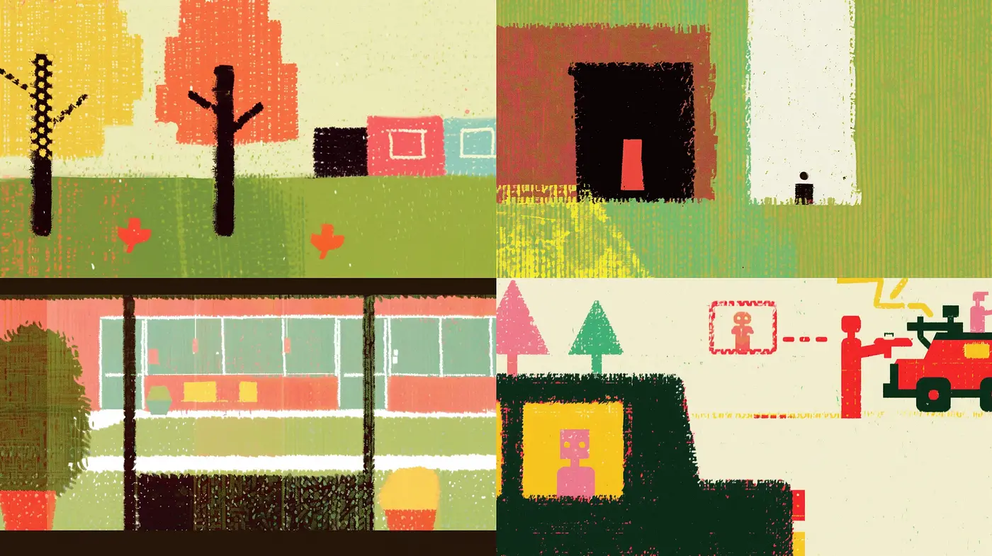 Abstracted Textural Harmony in a Muted Mid-Century Palette - Midjourney sref style