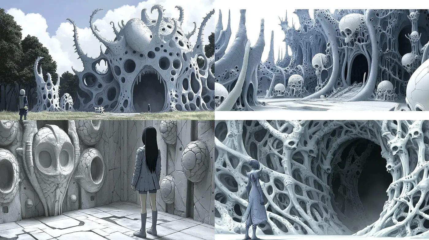 Surreal Biomechanical Dreamscape with an Understated Color Scheme - Midjourney sref style