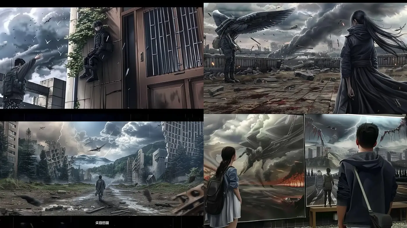 Post-Apocalyptic Serenity Amidst the Ruins: A Harmonious Blend of Desolation and Hope - Midjourney sref style