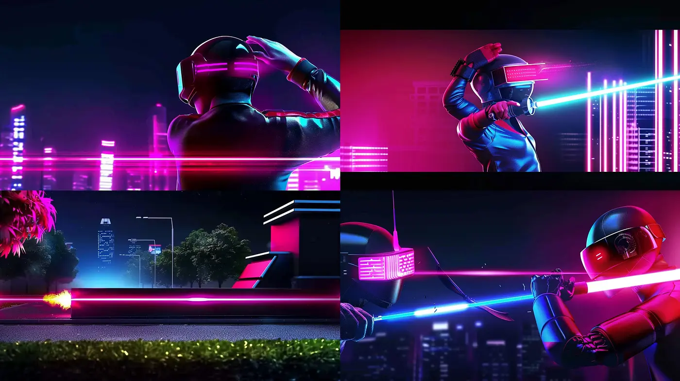 Neon-Noir Synthwave Reverie: A Fusion of Retrofuturism and Cybernetic Aesthetics - Midjourney sref style