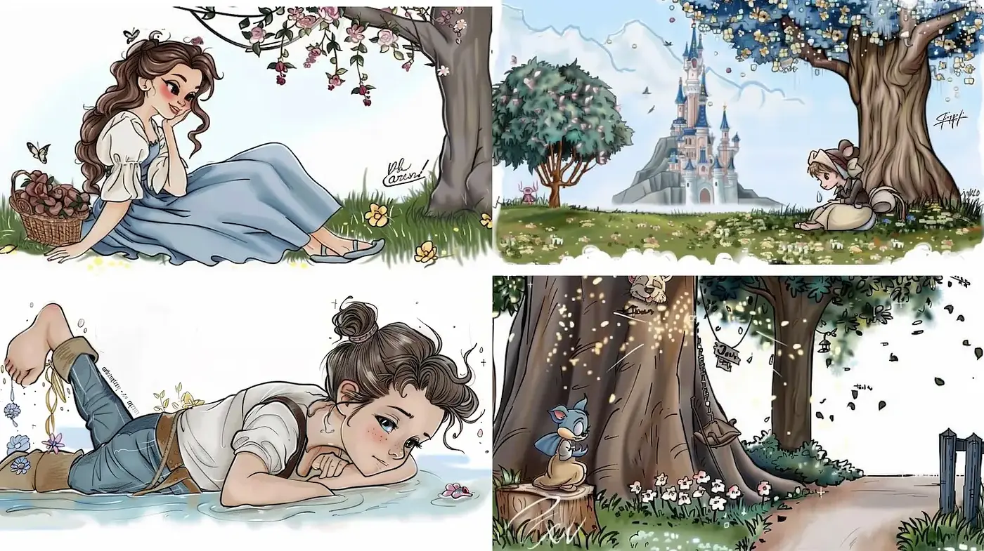 Charming and Whimsical Illustrations Evoking a Playful Fantasy World - Midjourney sref style