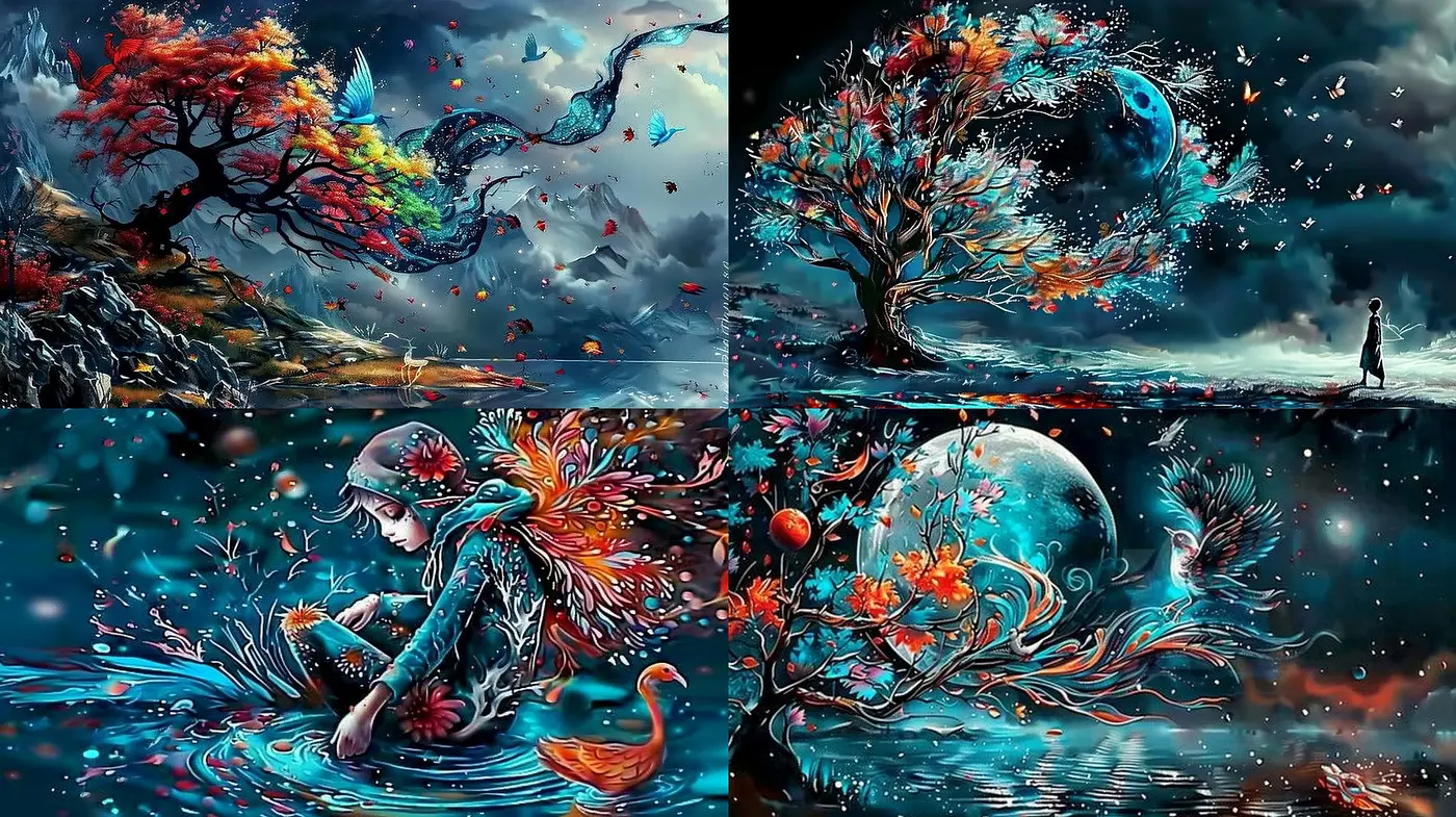 Ethereal Dreamscape Fusion: A Confluence of Surrealism and Fantasy Art Techniques - Midjourney sref style