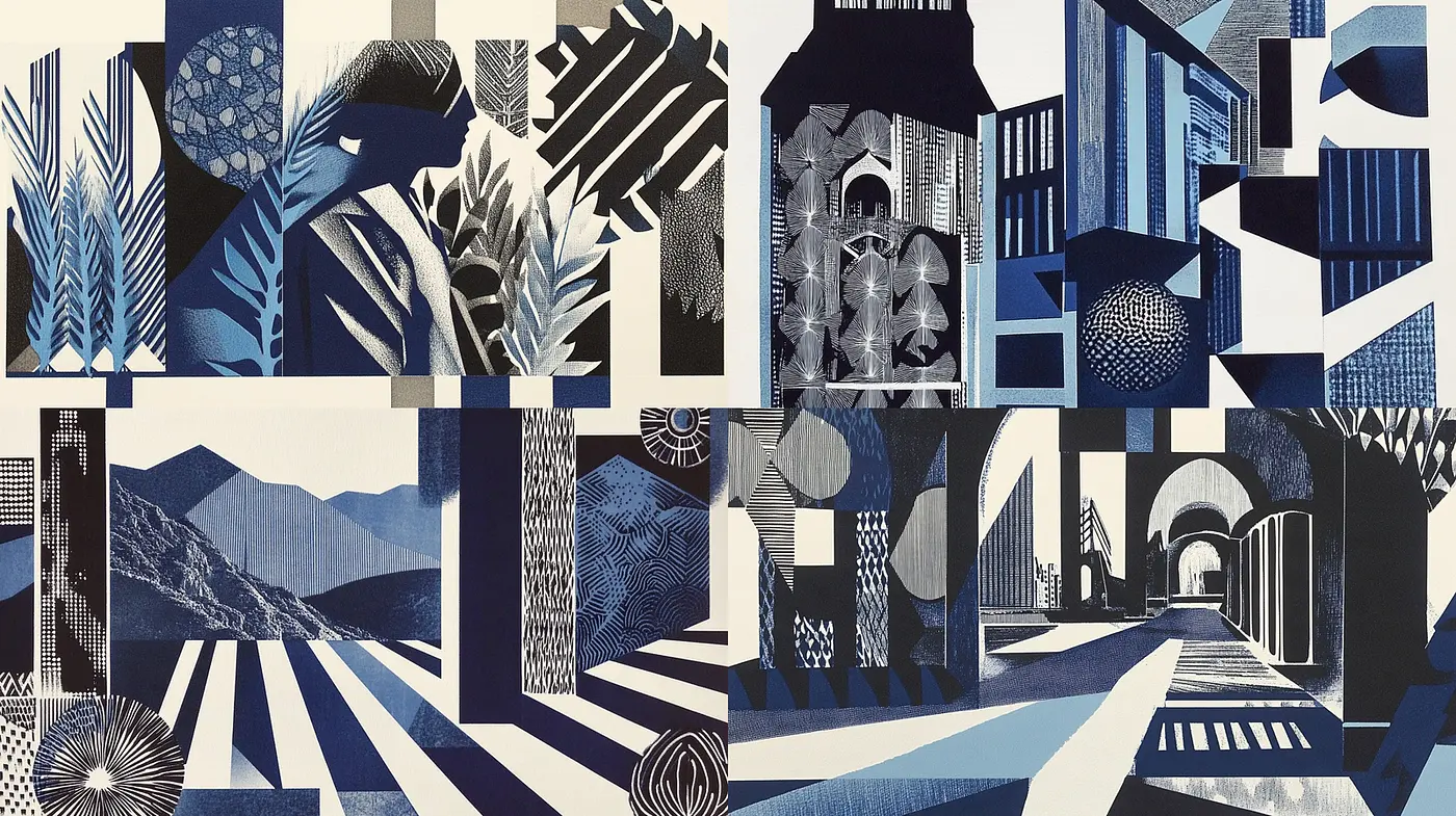 Contemporary Geometric Composition with Monochromatic Elements - Midjourney sref style