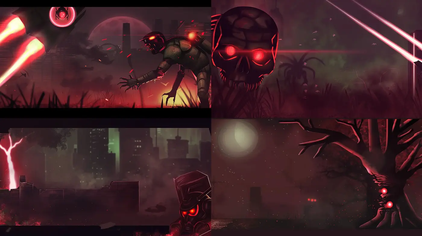 Dystopian Cyberpunk Nightscape - Midjourney sref style