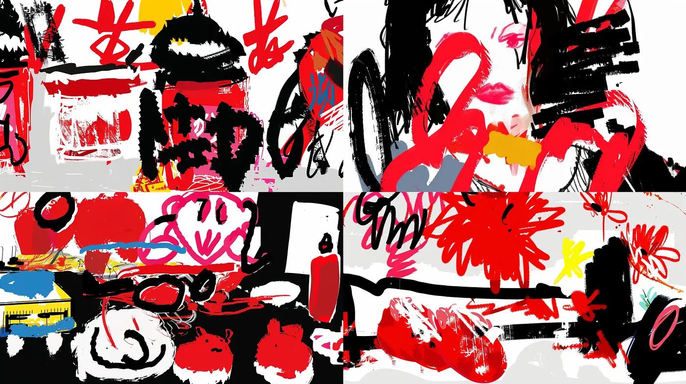 Abstract Expressionist Fusion with Bold Calligraphic Impulses - Midjourney sref style