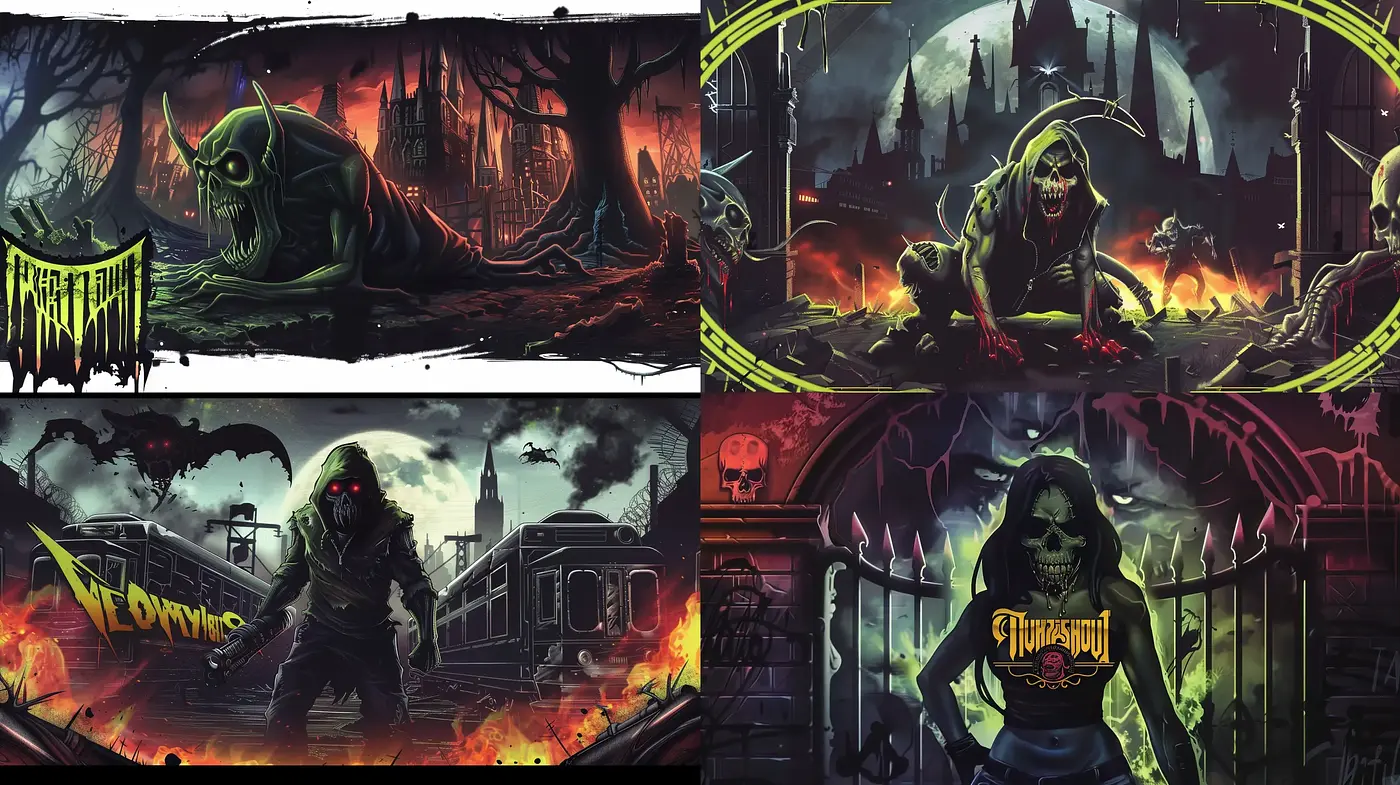 Gothic Horror and Post-Apocalyptic Vision in Dark Comic Book Illustration - Midjourney sref style