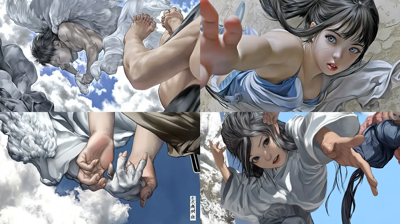 Hyper-Realistic Manga-inspired Aerial Dynamics - Midjourney sref style