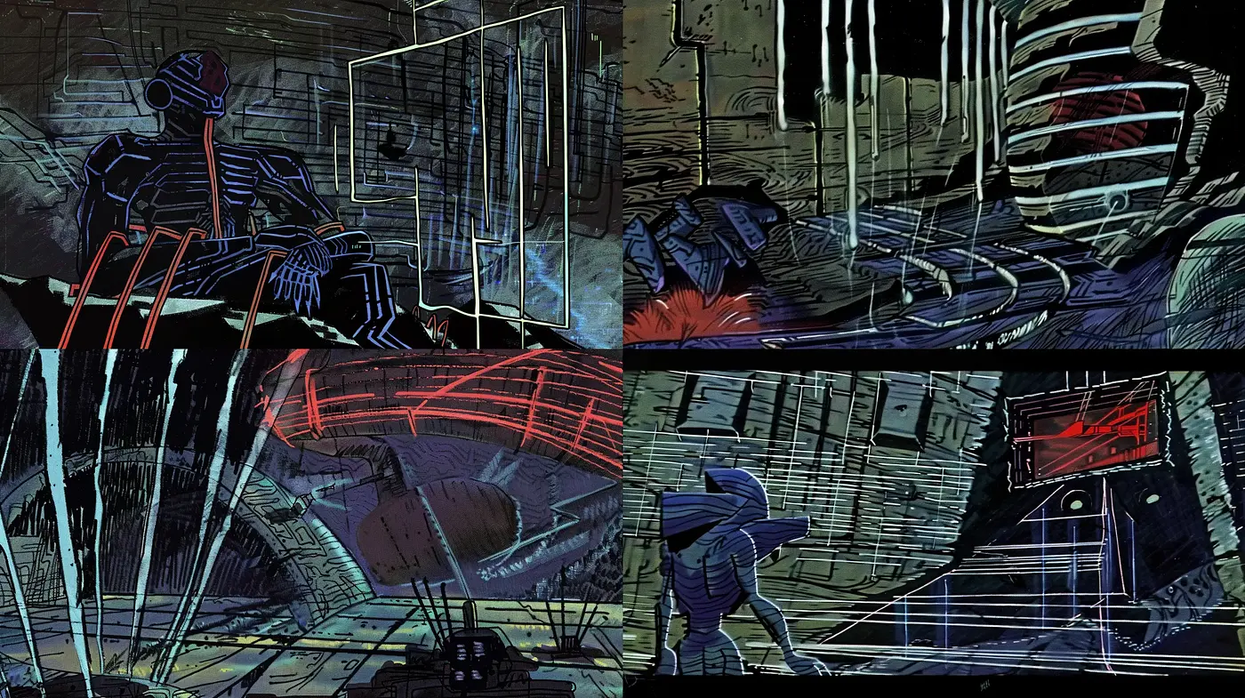 Neo-Noir Cyber Dreamscape in Expressionist Strokes - Midjourney sref style