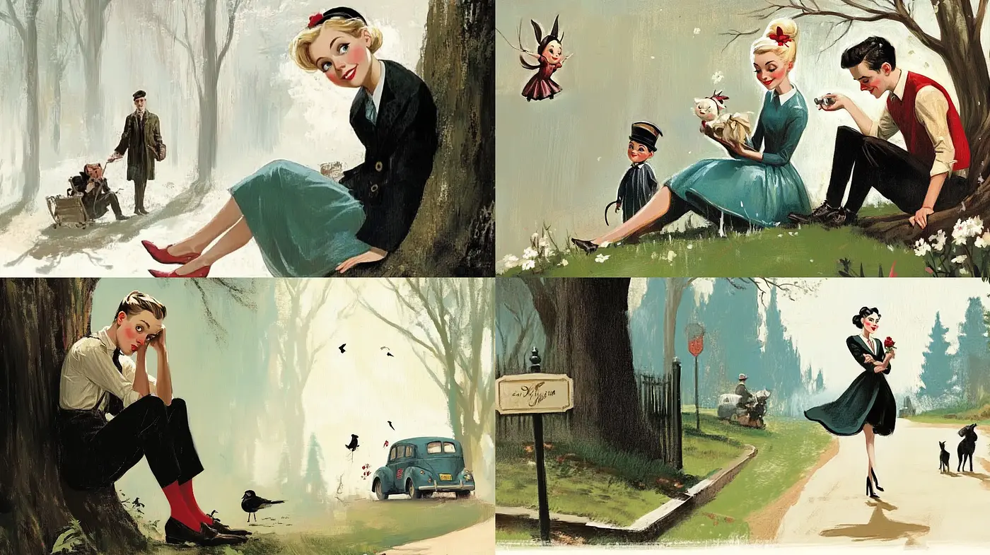 Timeless Elegance of Mid-Century Illustrative Nostalgia - Midjourney sref style