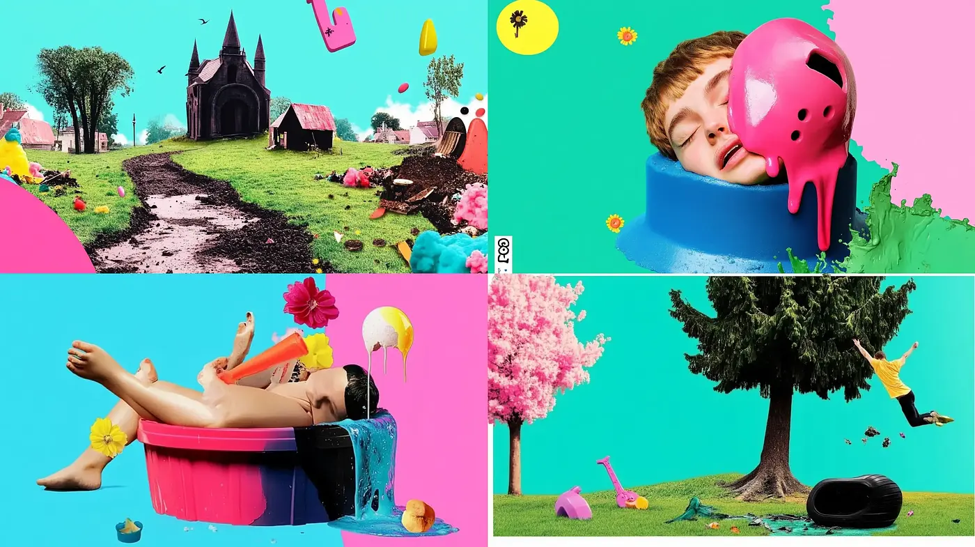 Surreal Candy-Colored Dreamscapes with an Undercurrent of Melancholy - Midjourney sref style