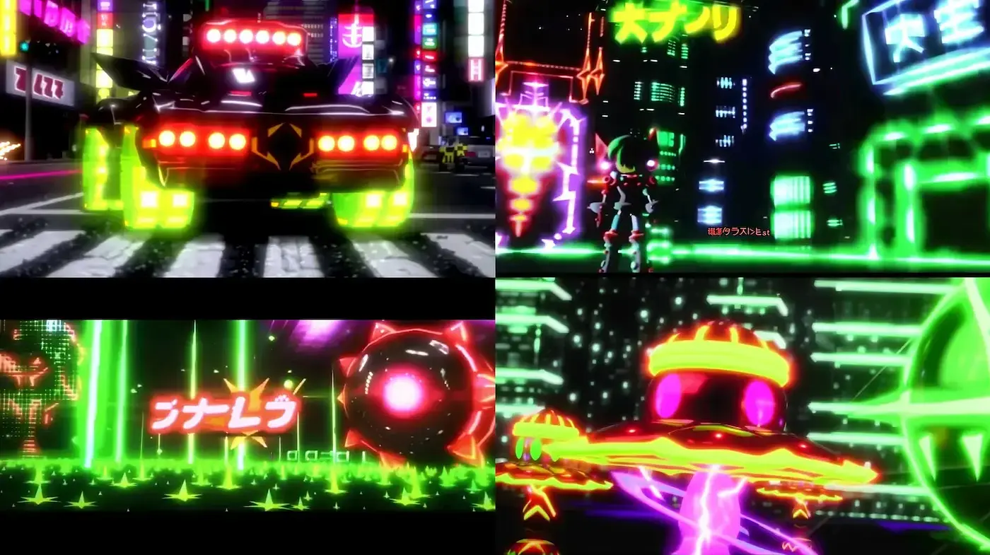 Neon Futuristic Cyberpunk with a Retro Touch - Midjourney sref style