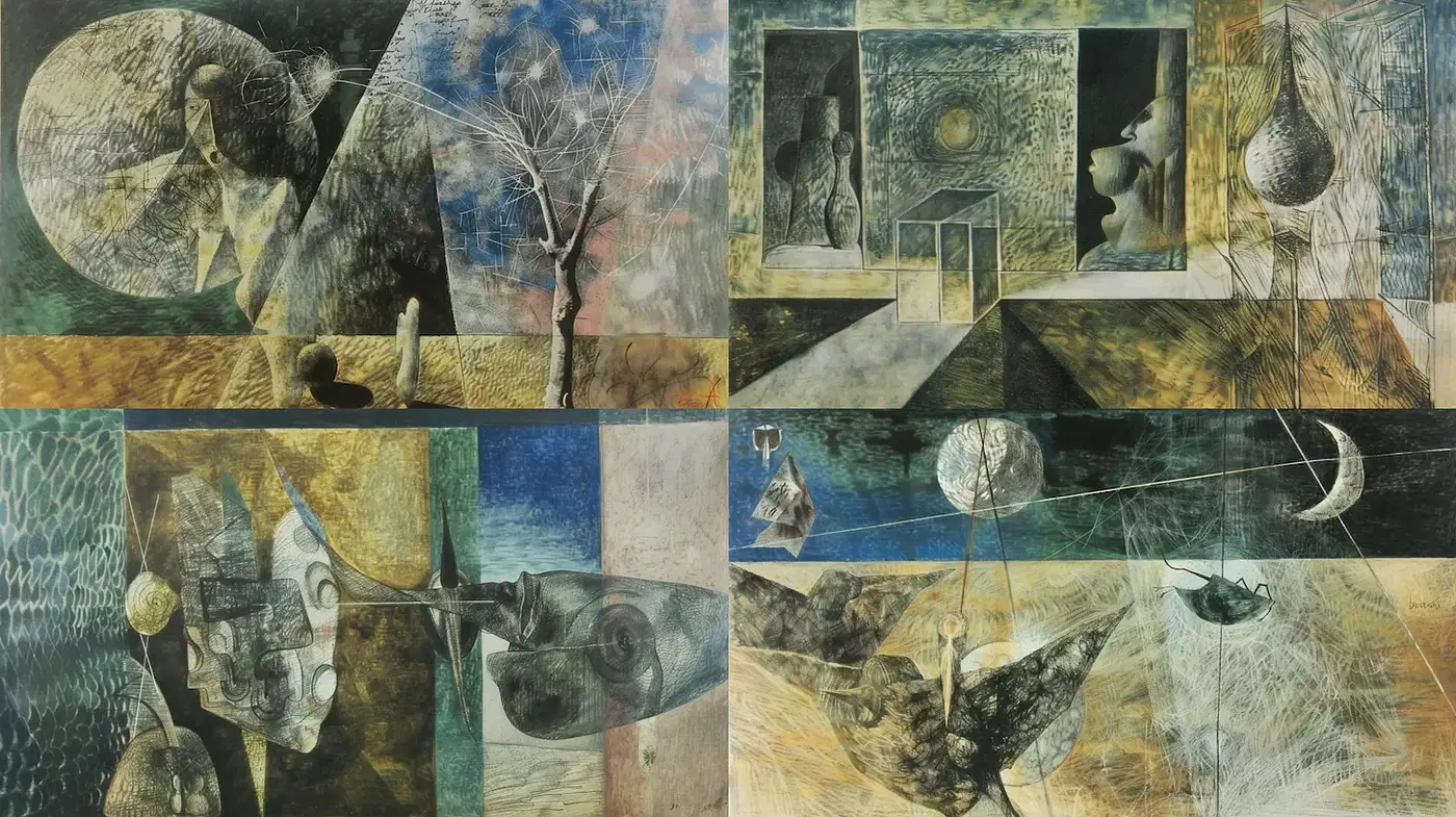 Abstract Surrealism with Varied Textures and Organic Forms - Midjourney sref style