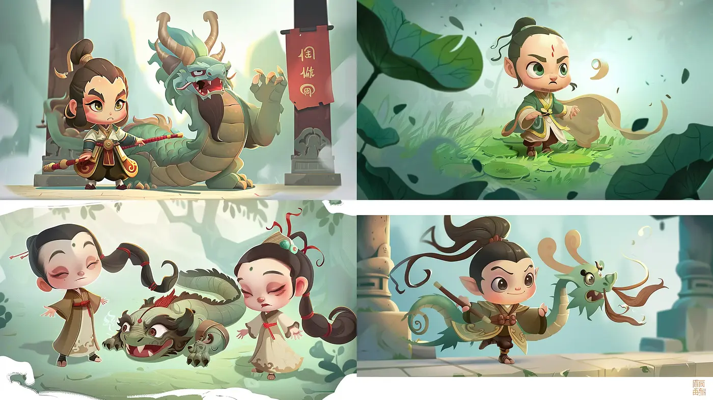 Whimsical Journey Through Stylized Mythical Narratives - Midjourney sref style
