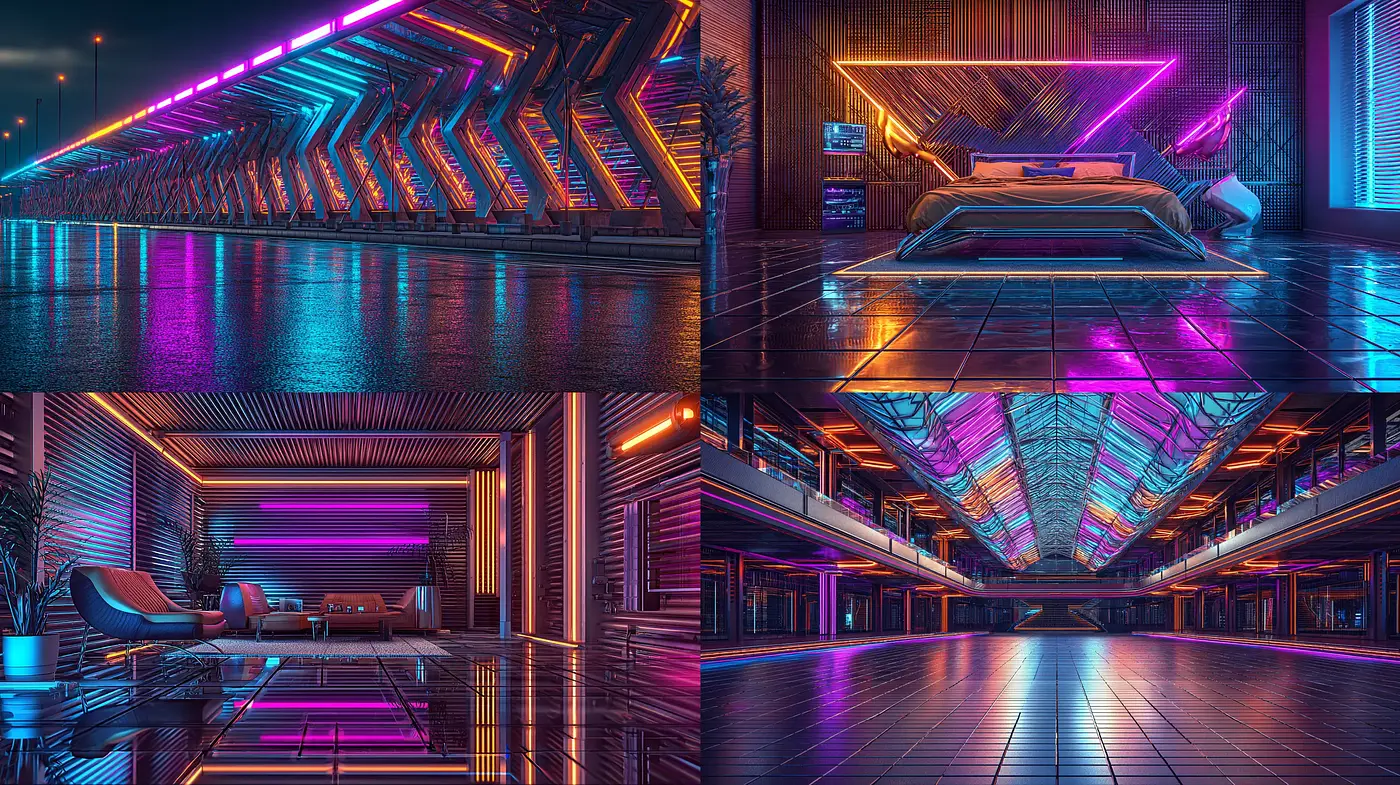 Futuristic Neon Aesthetic with Sleek Geometry - Midjourney sref style