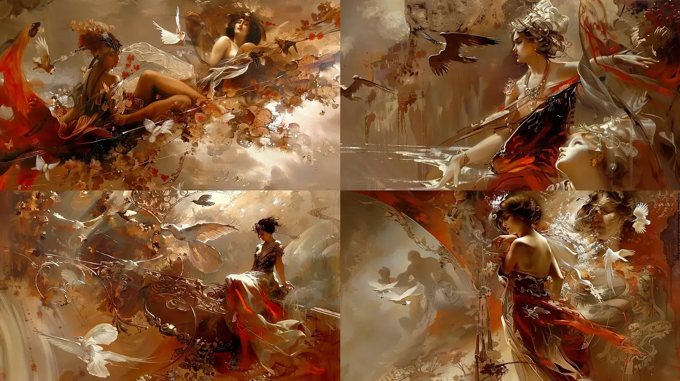 Ethereal Elegance in Dynamic Brushwork - Midjourney sref style