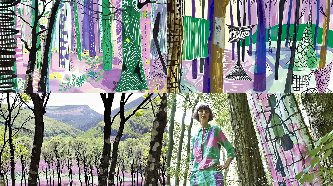 Abstract Forest Fusion with Pastel Impressions - Midjourney sref style