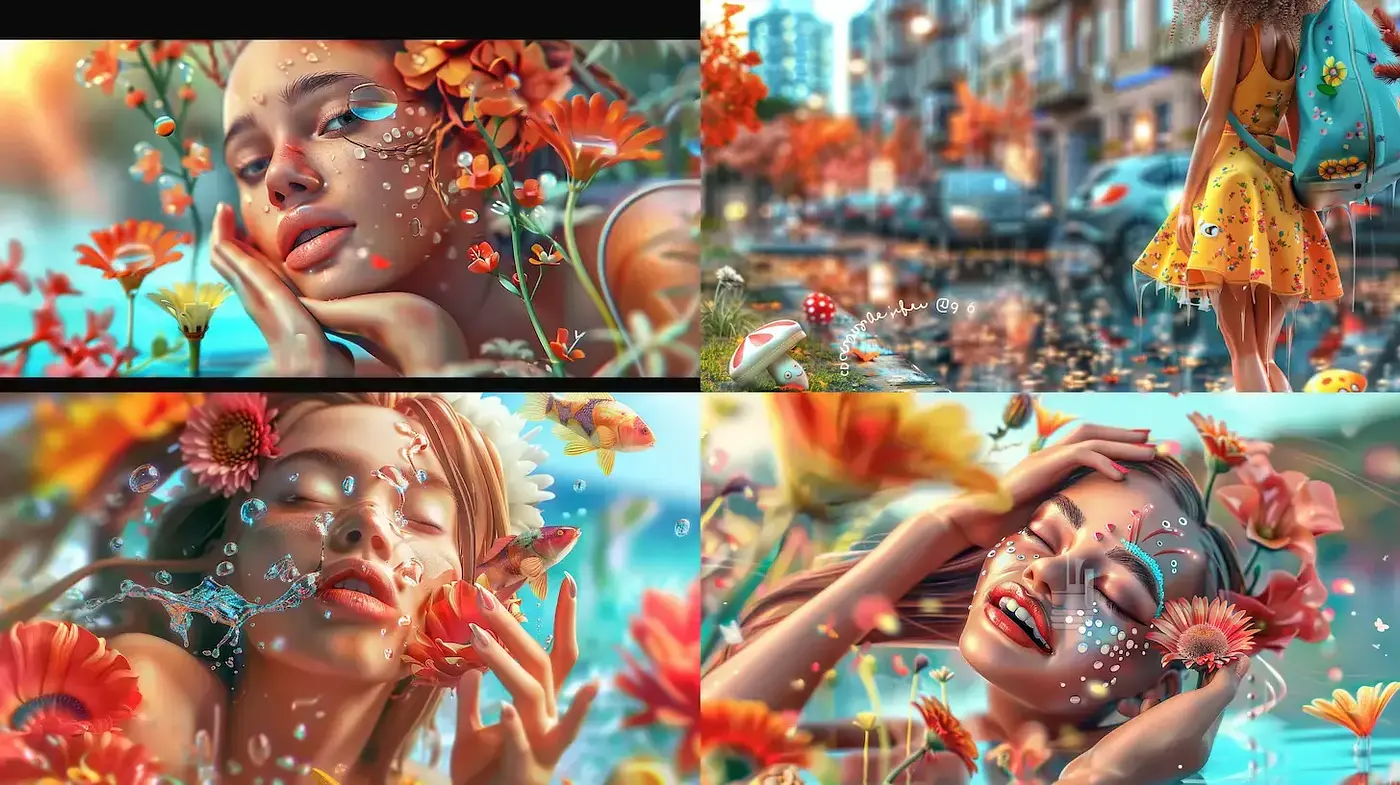 Vibrant and Lush Floral Portraits with a Dreamlike Quality - Midjourney sref style
