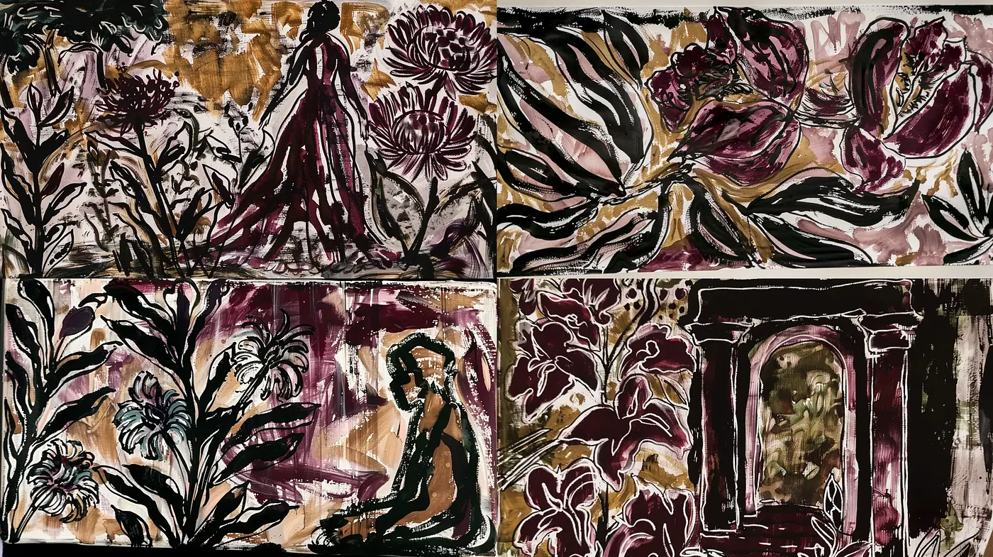 Abstract Expressionist Blooms in Earthy Tones - Midjourney sref style