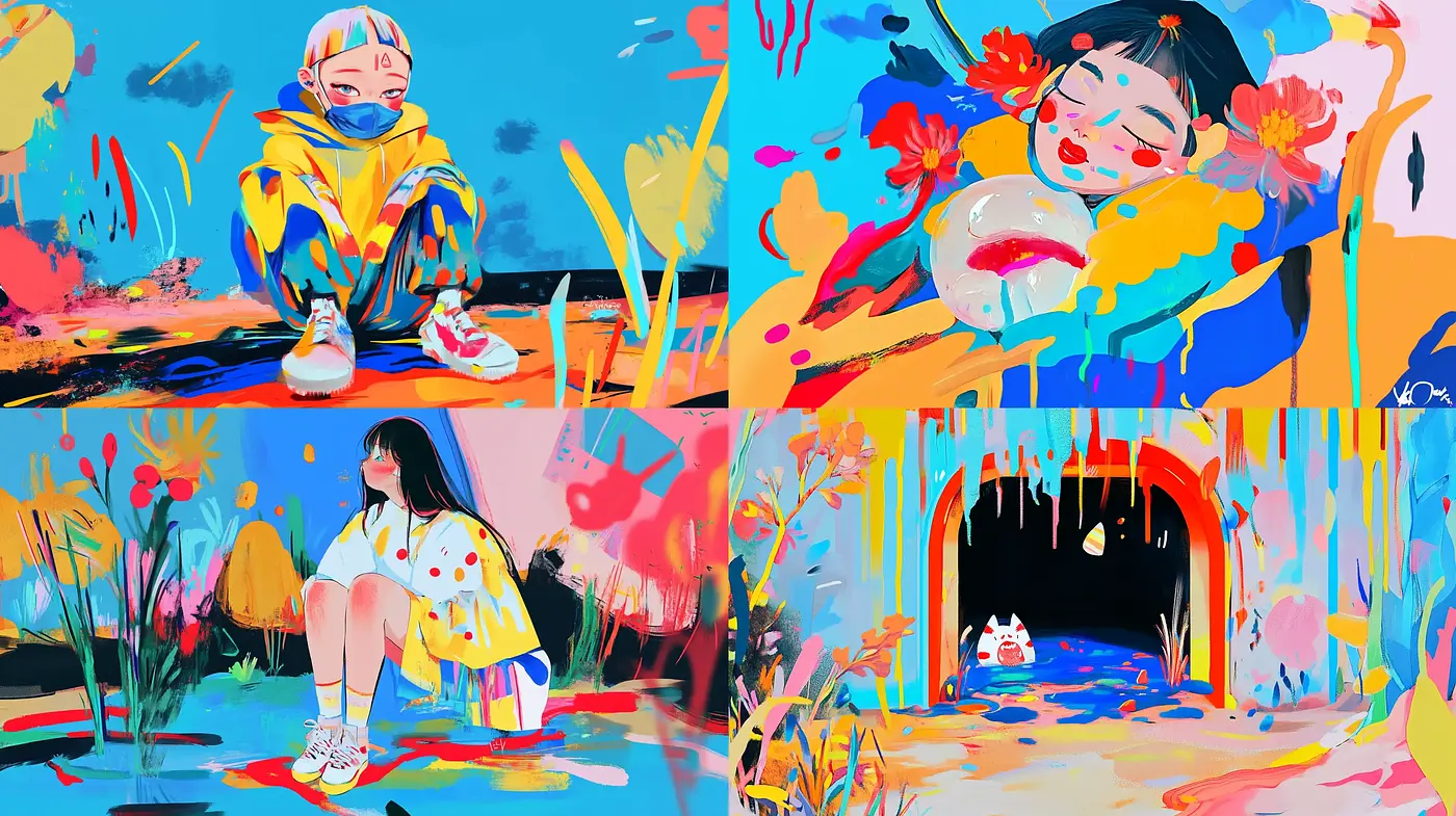 Vibrant Expressionist Fusion with an Anime Touch - Midjourney sref style