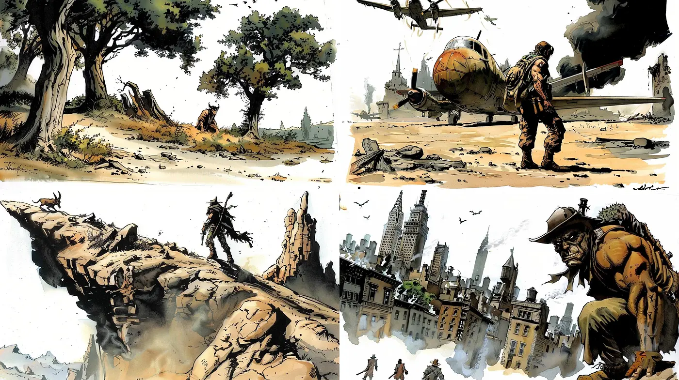 Elegiac Echoes of Dystopian Dreamscapes: A Homage to Sparse Color and Evocative Textures - Midjourney sref style