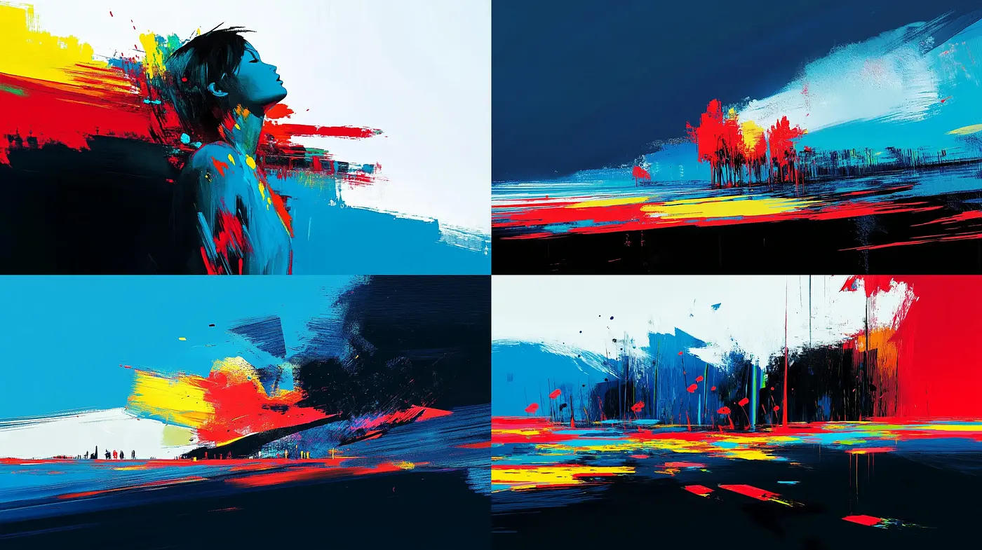 Vibrant Brushstroke Harmony: A Dynamic Fusion of Abstract Expressionism and Digital Art - Midjourney sref style