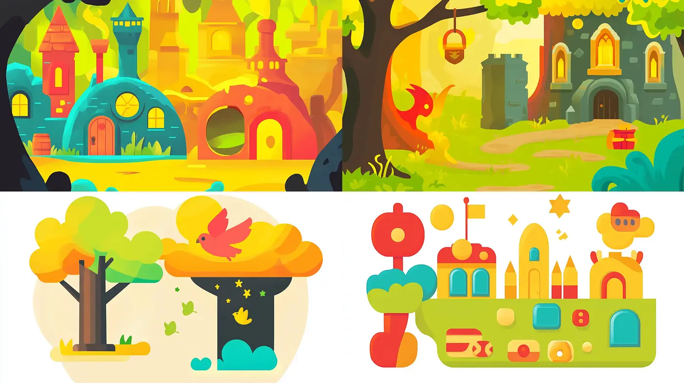 Whimsical Storybook Illustration in a Vivid Cartoon Style - Midjourney sref style