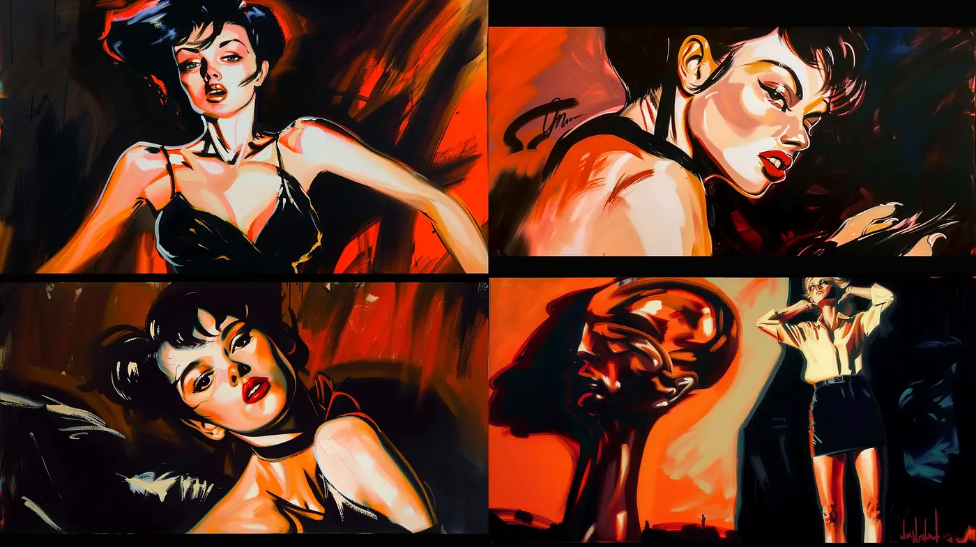 Dramatic Noir-Inspired Expressive Brushwork - Midjourney sref style