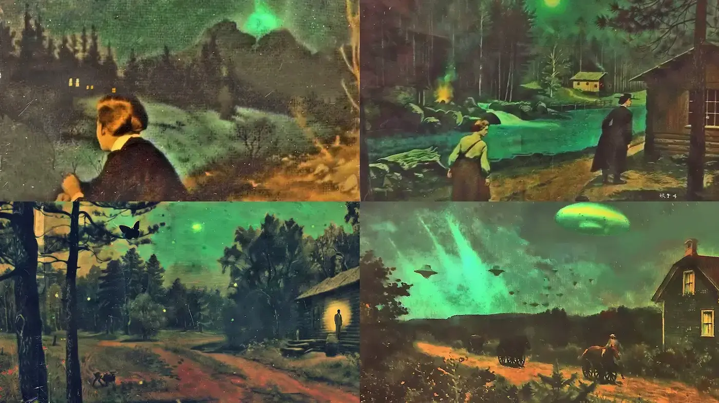 Dreamy and Surreal Landscapes with a Vintage Aesthetic - Midjourney sref style