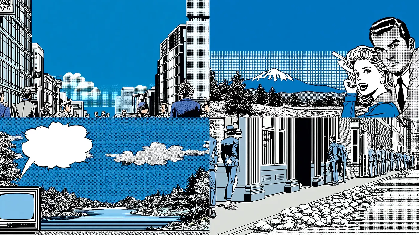 Stylized retro-inspired urban scenes with a pop art influence - Midjourney sref style