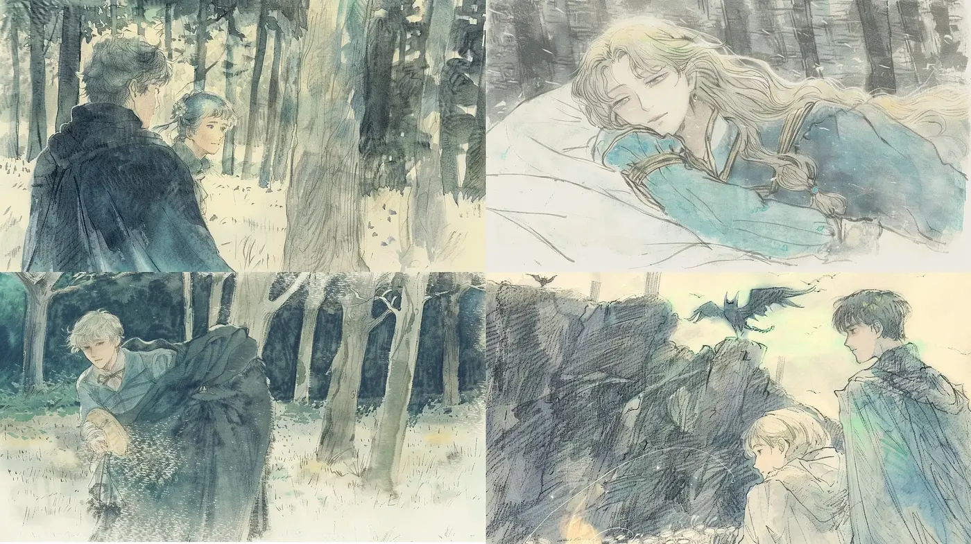 Whimsical Watercolor Woodland Scenes - Midjourney sref style