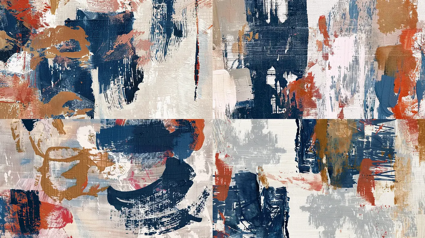 Consistent Textural Abstraction across Variegated Canvas - Midjourney sref style