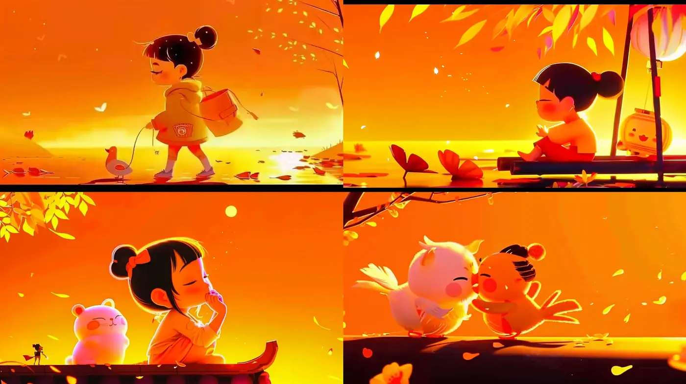 Whimsical Amber Sunset Dreamscape - Midjourney sref style