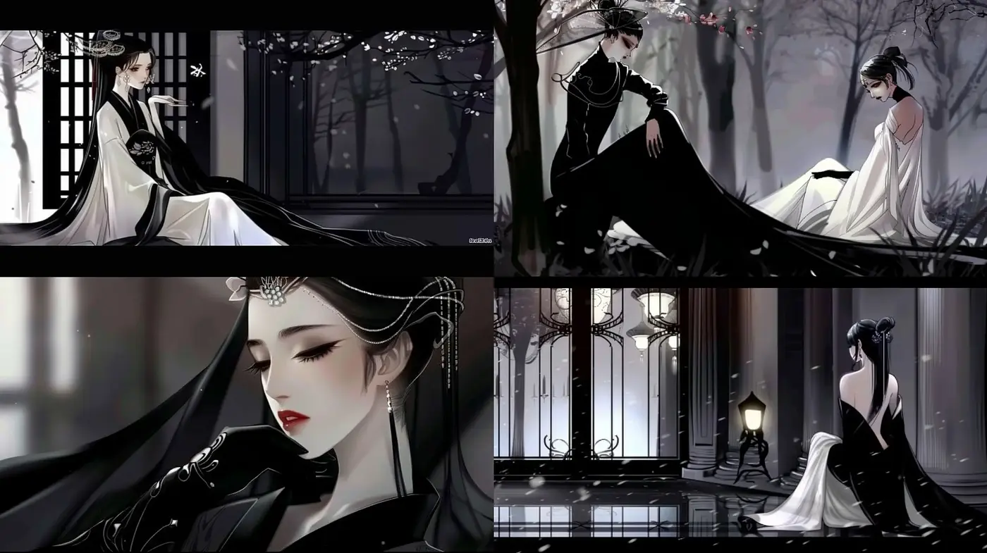 Monochromatic Elegance in Ethereal Realms - Midjourney sref style