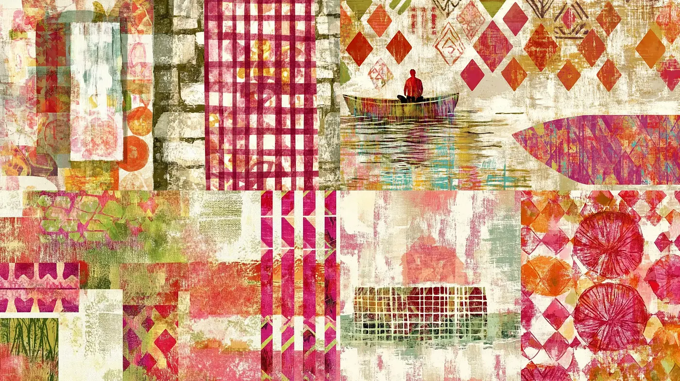 Mosaic of Warm Hues: A Tapestry of Textured Abstraction - Midjourney sref style