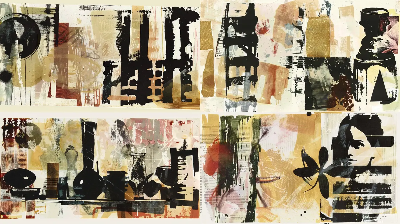 Abstract Textural Fusion with a Vintage Urban Palette - Midjourney sref style