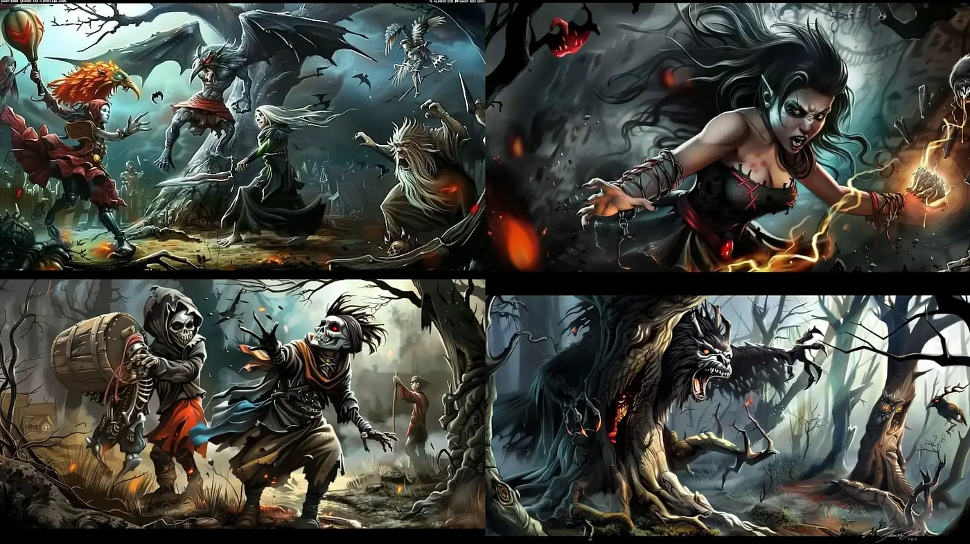 Epic Dark Fantasy Scenes with a Gothic Horror Influence - Midjourney sref style