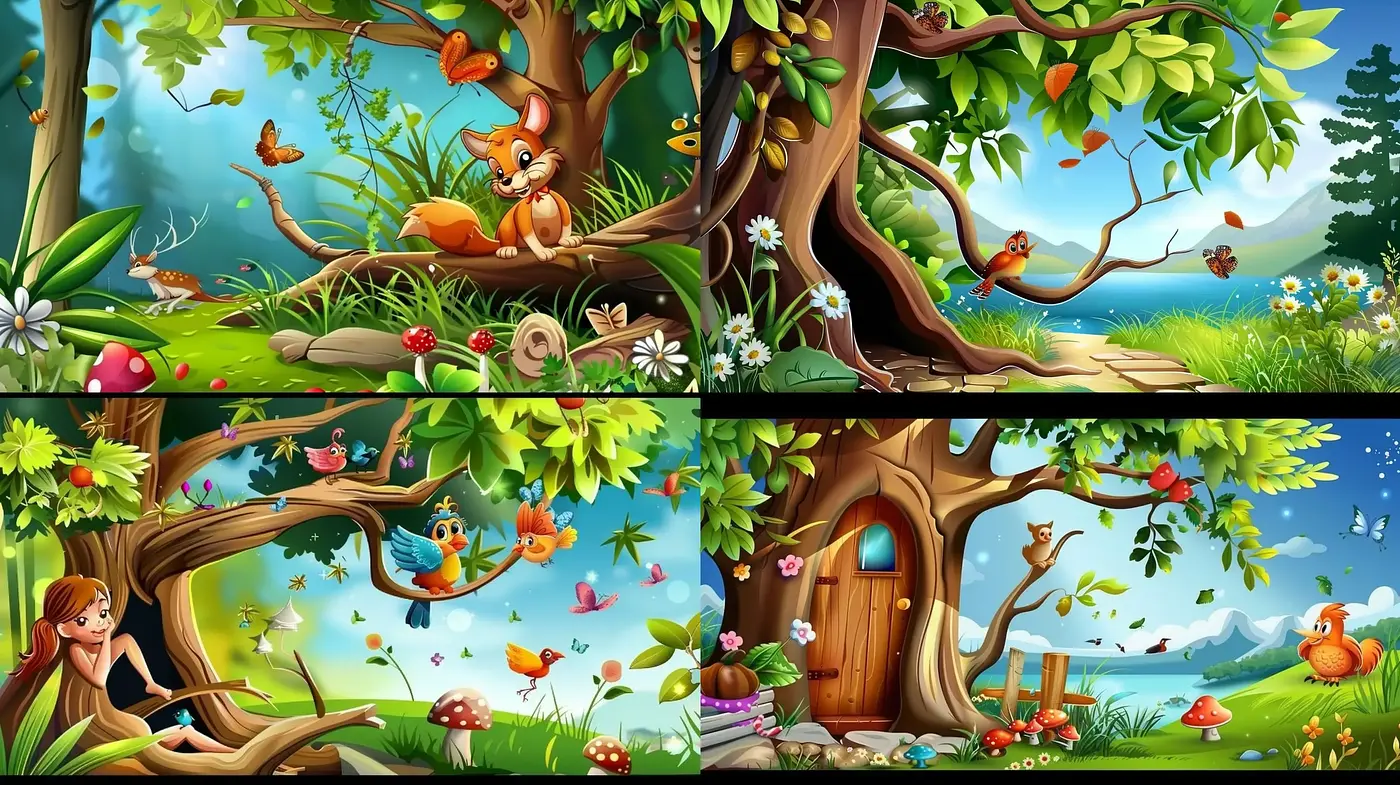 Enchanted Whimsy: A Vivid and Lively Cartoon Panorama - Midjourney sref style