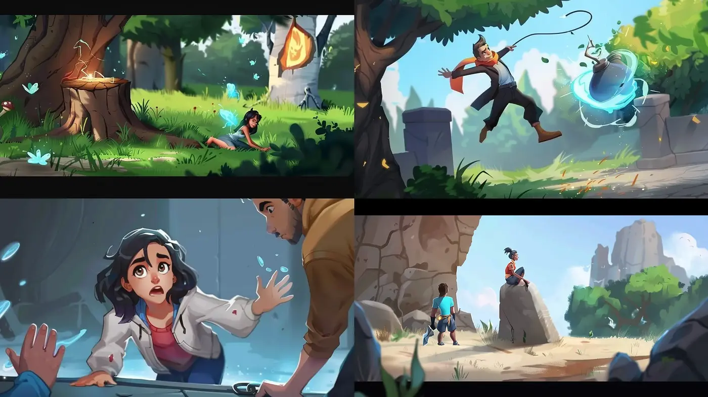 Energetic Adventure in Stylized Digital Illustration - Midjourney sref style