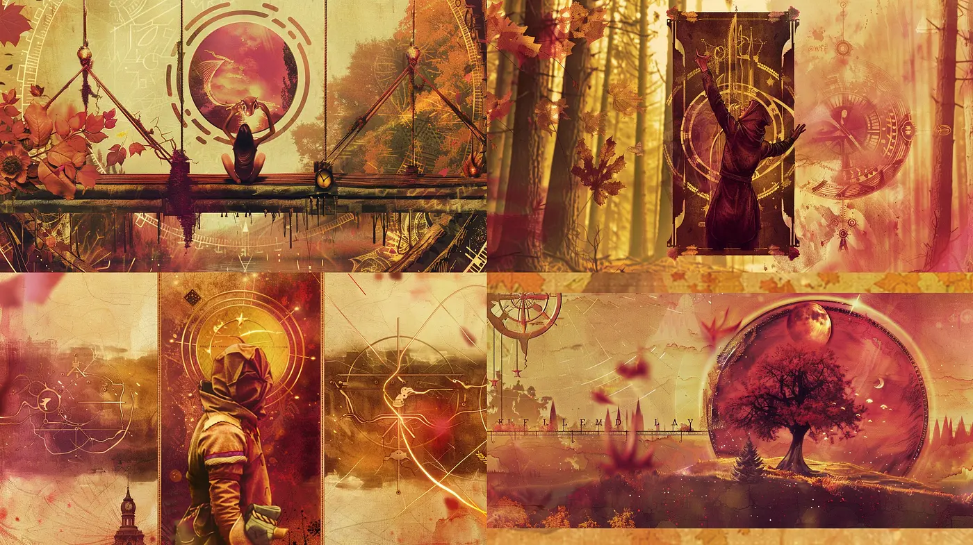 Sepia-Toned Fantasia: A Melding of Arcane Mysticism and Steampunk Elegance - Midjourney sref style