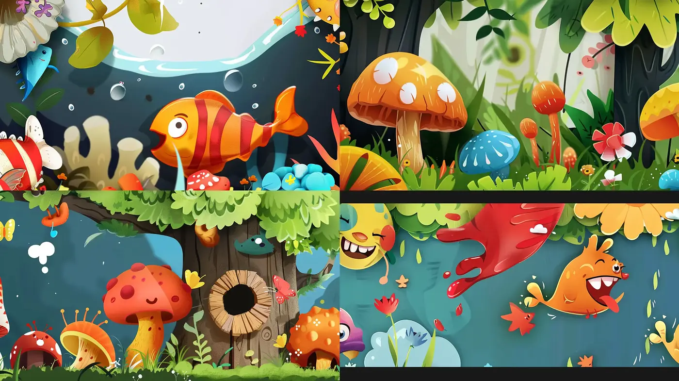 Enchanting Storybook Illustration Style with Consistent Fantasy Elements - Midjourney sref style