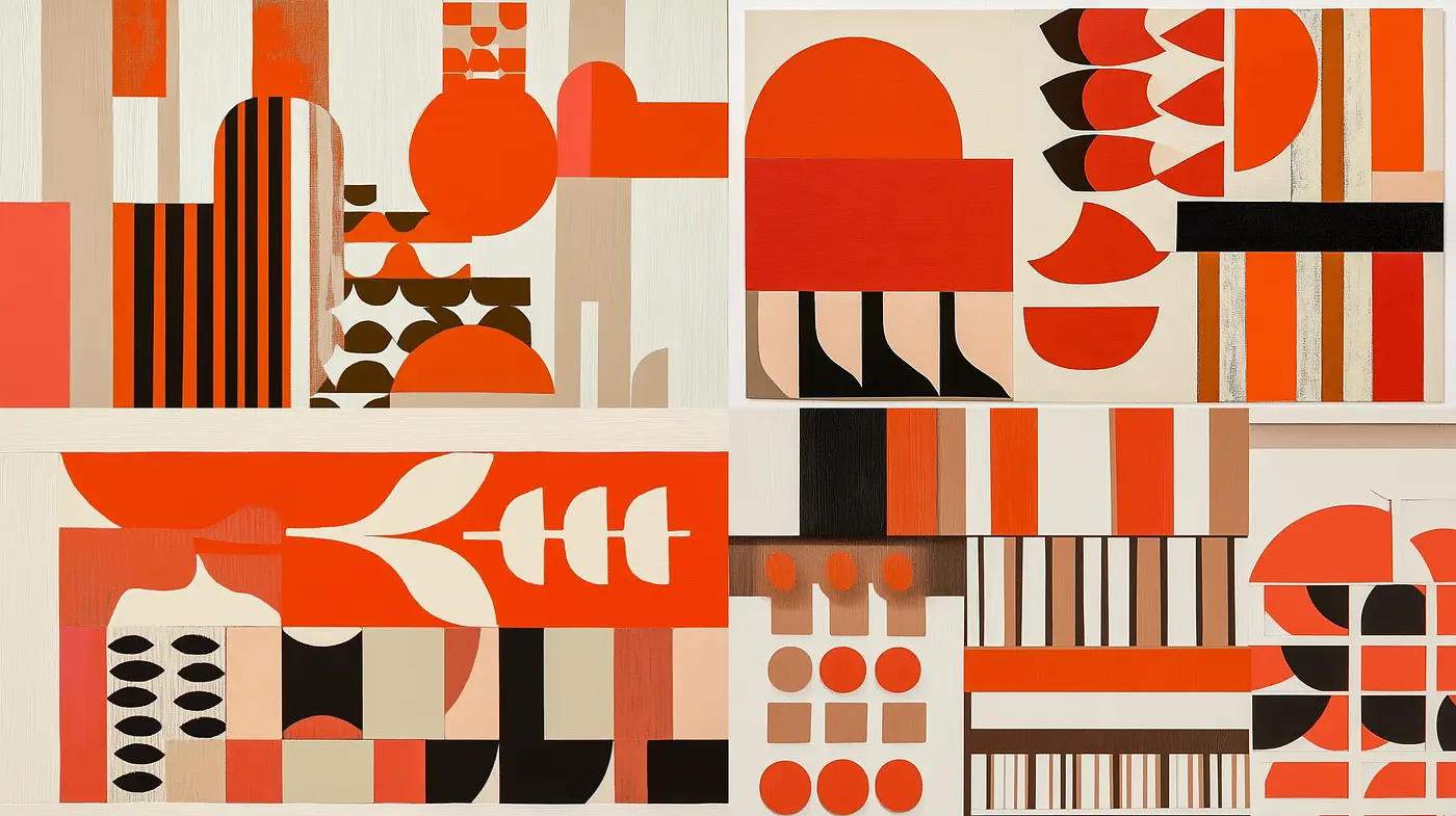 Harmonious Geometric Abstraction in Warm Earthy Tones - Midjourney sref style