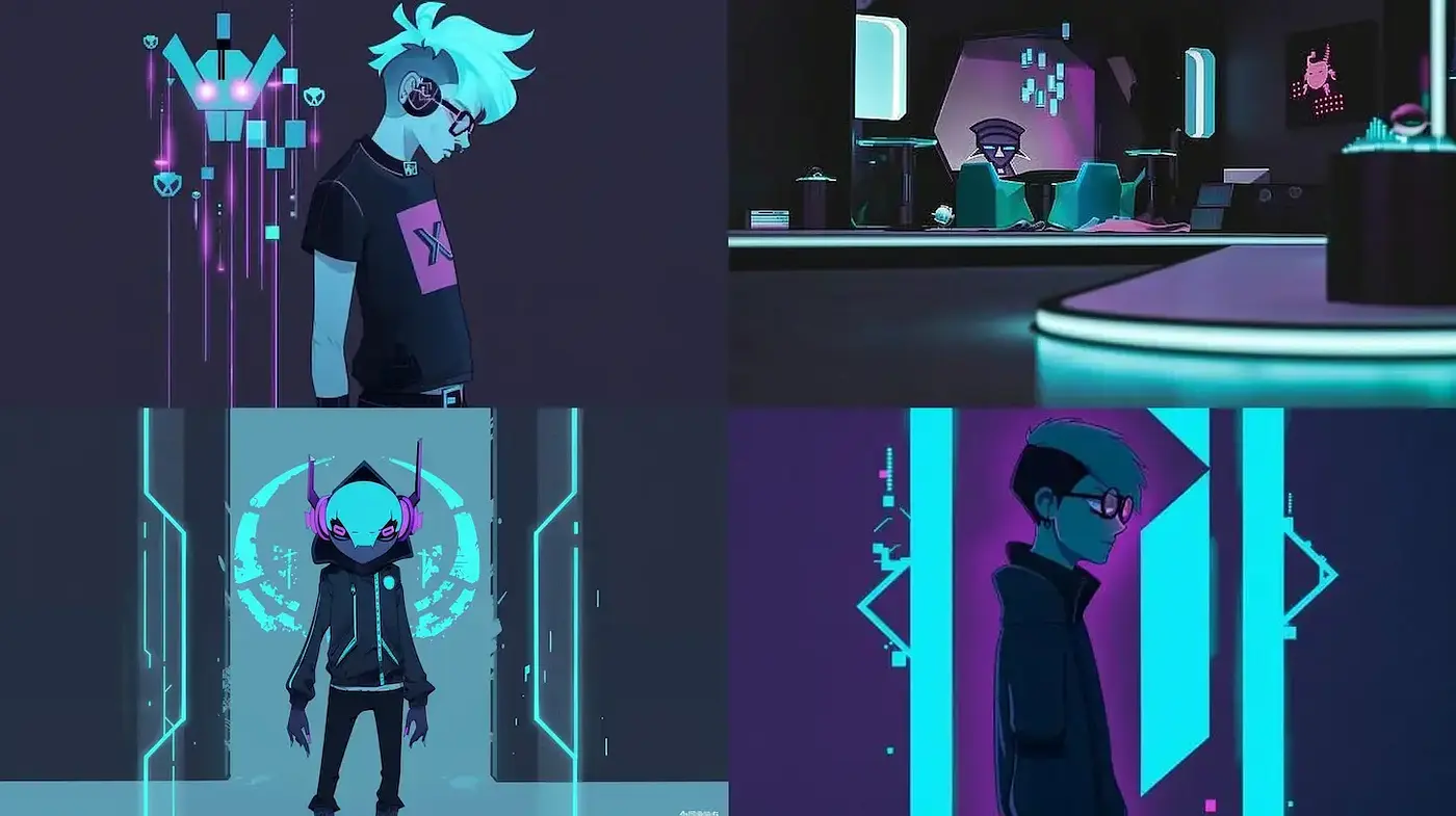 Futuristic Retro Aesthetic with Neon Elements and Cyberpunk Influence - Midjourney sref style