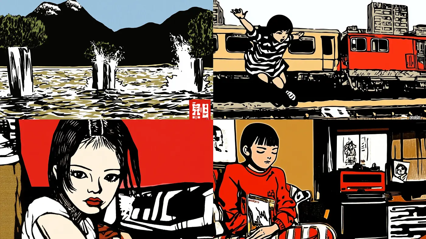 Stylized Graphic Novel Aesthetic with Bold Contours and Vibrant Contrasts - Midjourney sref style