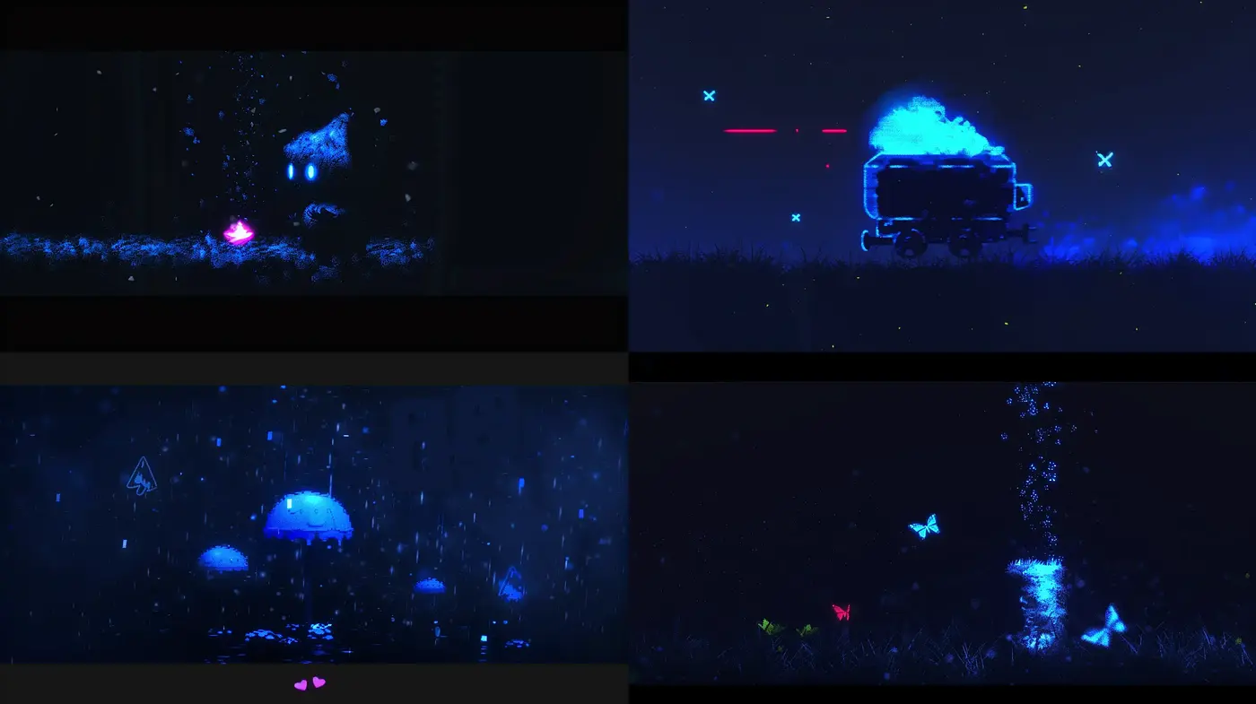 Enigmatic Nocturnal Scenes with Luminous Accents and a Cyberpunk Aesthetic - Midjourney sref style