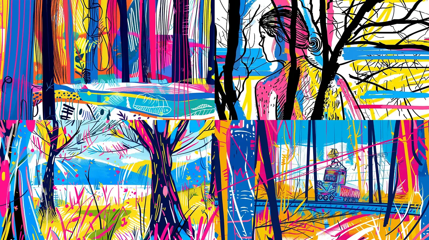 Energetic Abstract Expressionism with Vivid Contrast and Pop Art Influence - Midjourney sref style