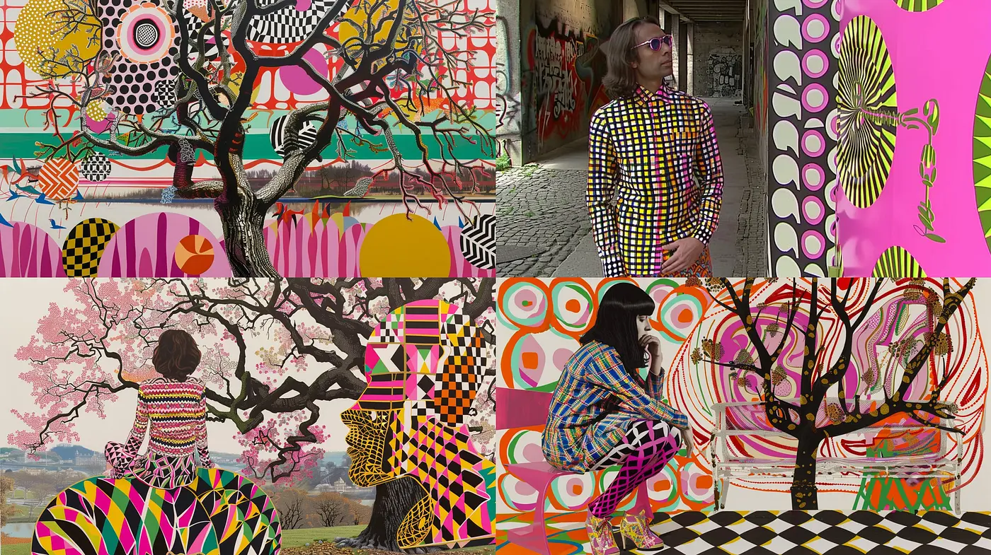 Psychedelic Pop Art Extravaganza with Geometric Precision - Midjourney sref style
