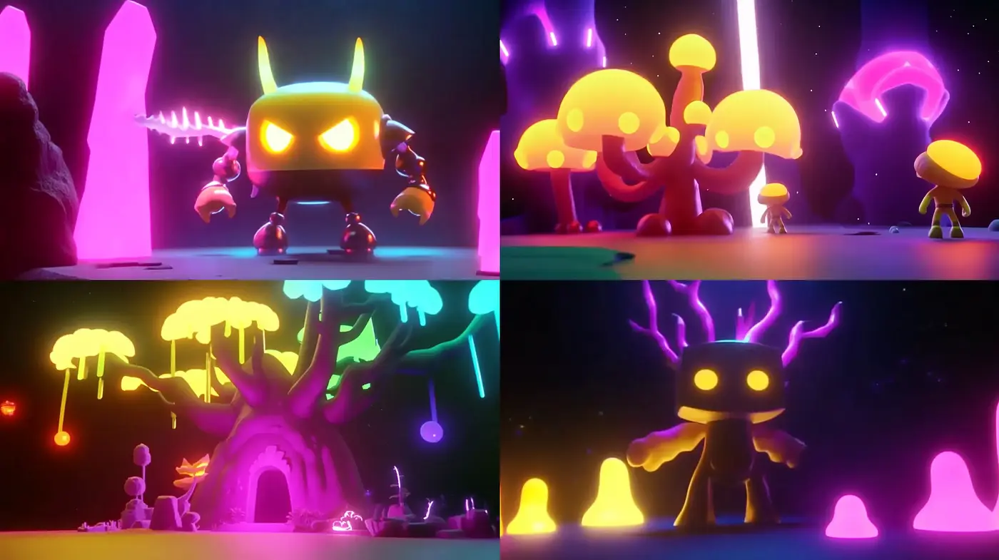 Neon Dreamscape: A Luminous Synthesis of Fantasy and Futurism - Midjourney sref style