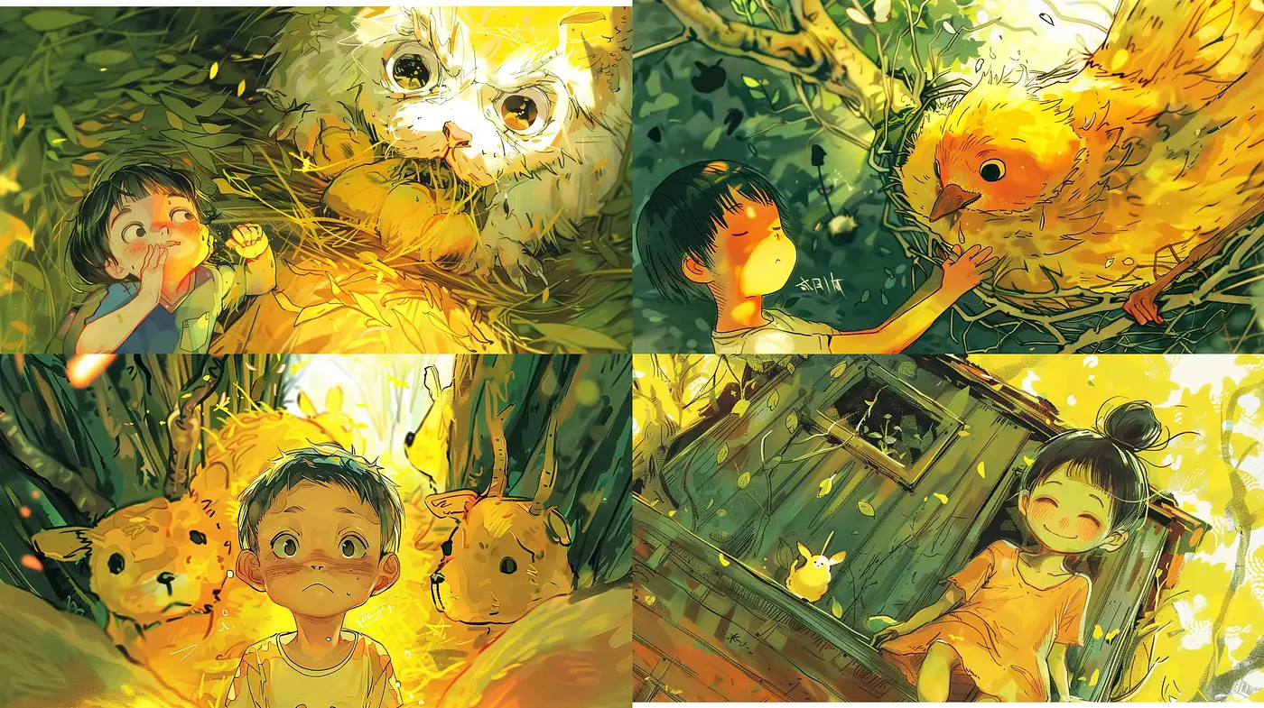 Luminous Whimsy: A Warm, Sun-Kissed Anime-Inspired Dreamscape - Midjourney sref style