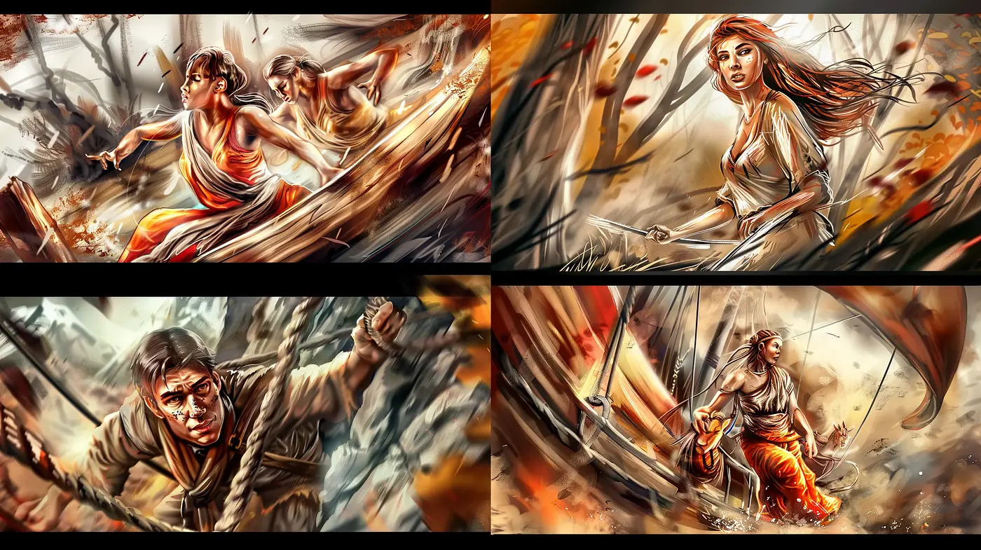 Dynamic Brushwork and Vivid Motion in Digital Paint - Midjourney sref style