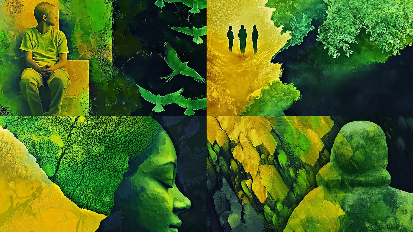 Surreal Verdant Dreamscape: A Consistent Palette of Emerald Hues - Midjourney sref style